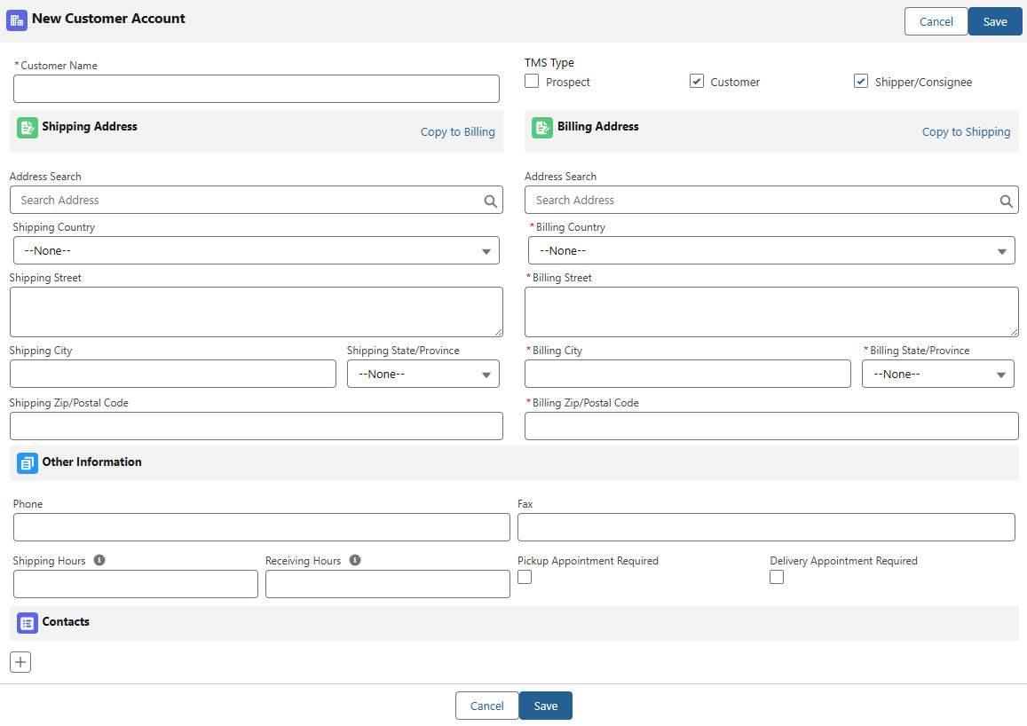 The Load Configuration LWC displaying the New Customer Account field entry.